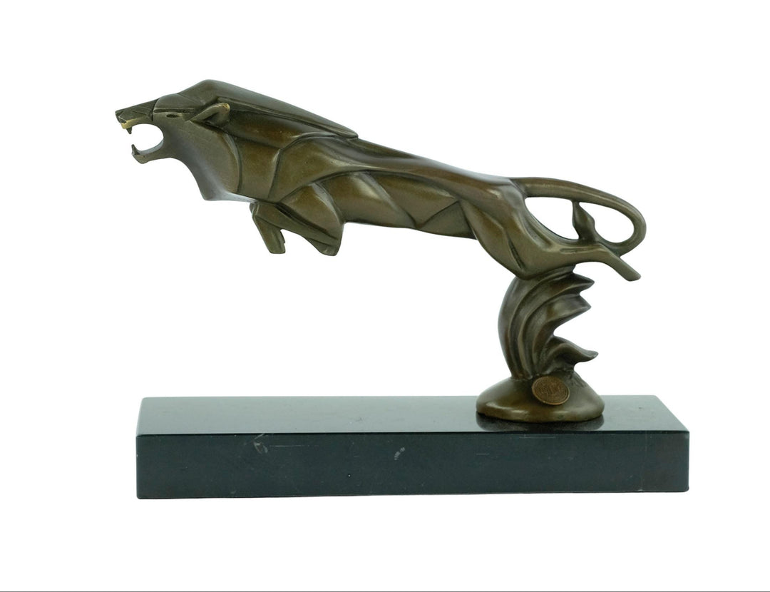 Bronze Leaping Lion Sculpture Art Deco Car Mascot Casimir Brau Bronze Sculpture Art Deco Statue Bronze Lion Figurine Lion Decoration Art