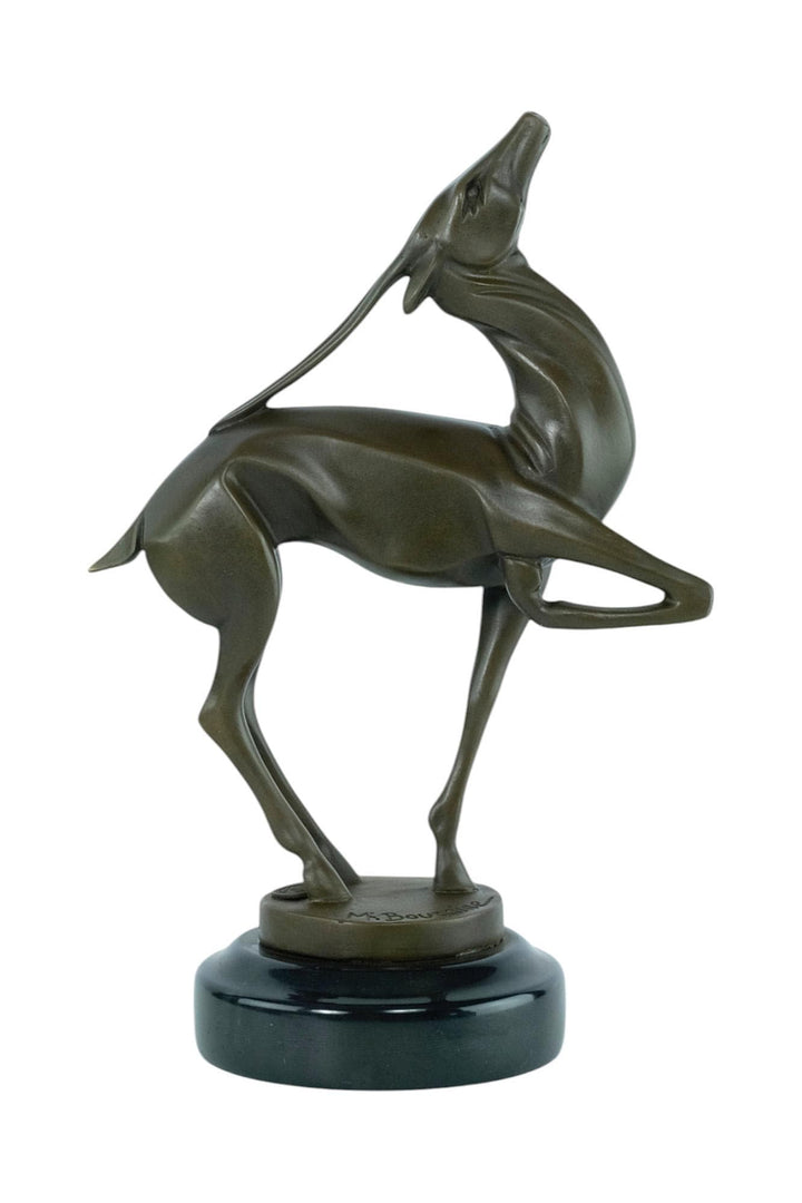 Bronze Sculpture of an Antelope in Art Deco Style Inspired by Bouraine Animal Art Statue Bronze Art Deco Sculpture Hunting Decoration Art