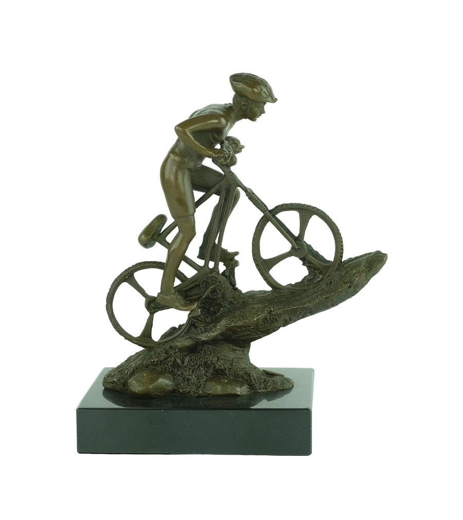 Bronze Mountainbiker Sculpture Outdoor Sports Trophy Bronze Mountainbiker Statue Mountain Biking Gift Biking Lovers Gift Bronze Art Statue