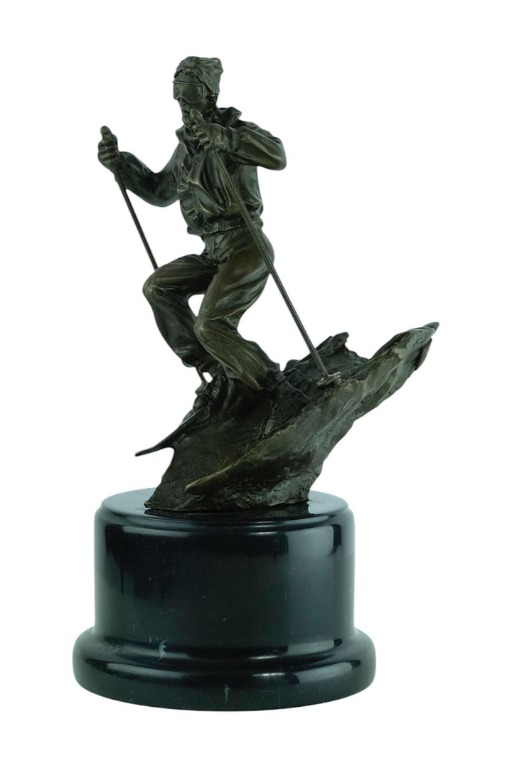 Bronze Sculpture of a Skiing Male Skiing Trophy Alpine Skier Contemporary Art Statue Skiing Decoration Skier Gift Ski Art Modern Sculpture