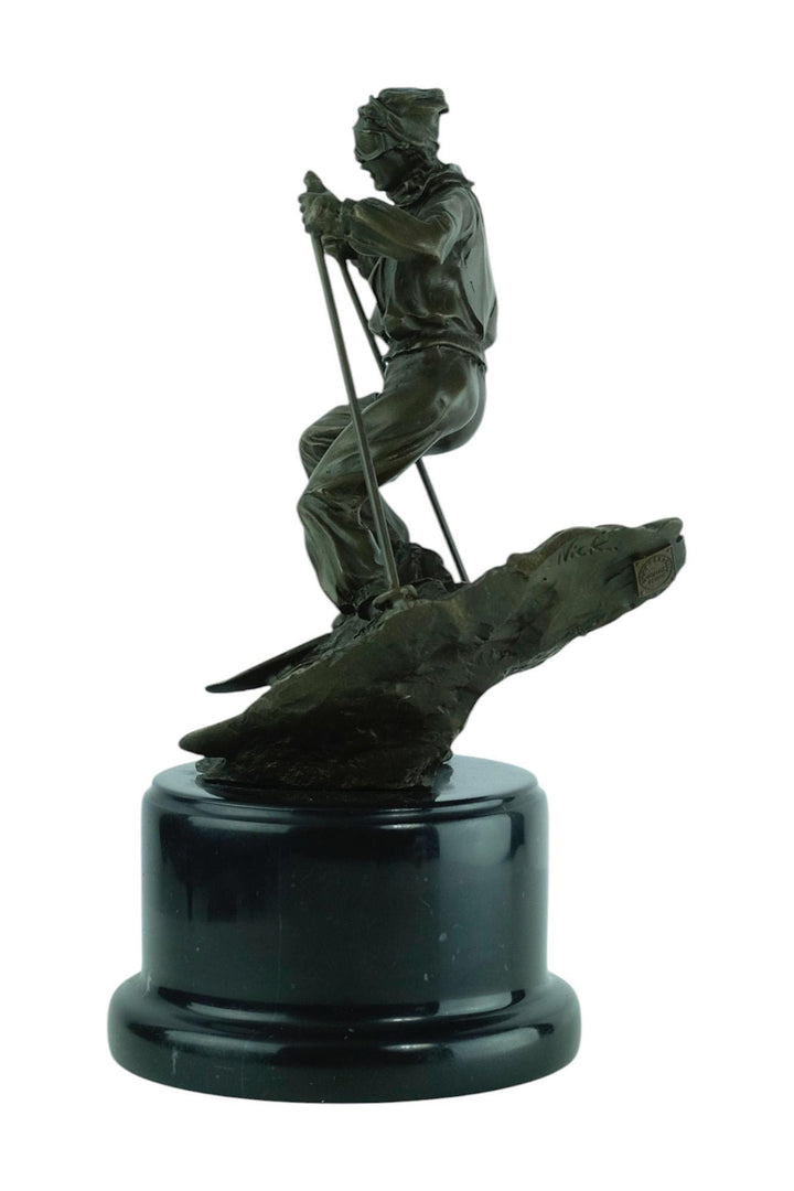 Bronze Sculpture of a Skiing Male Skiing Trophy Alpine Skier Contemporary Art Statue Skiing Decoration Skier Gift Ski Art Modern Sculpture