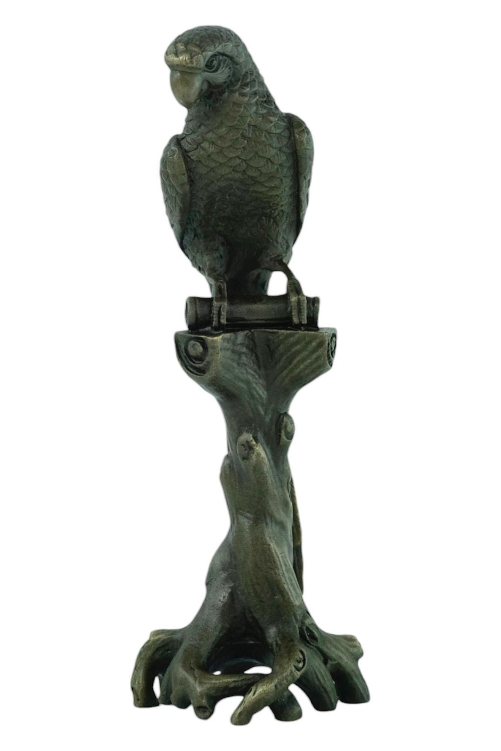Bronze Sculpture of a Macaw Sitting on a Tree Trunk Animal Art Statue Bronze Bird Figurine Macaw Lovers Gift Animal Sculpture Bird Art