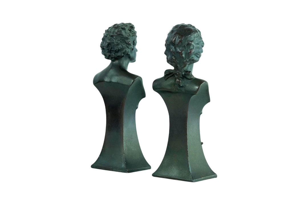 Pair of Antique Sculptures of Mozart and Beethoven French Antiques Classic Music Sculptures Beethoven Bust and Mozart Bust Music Decoration