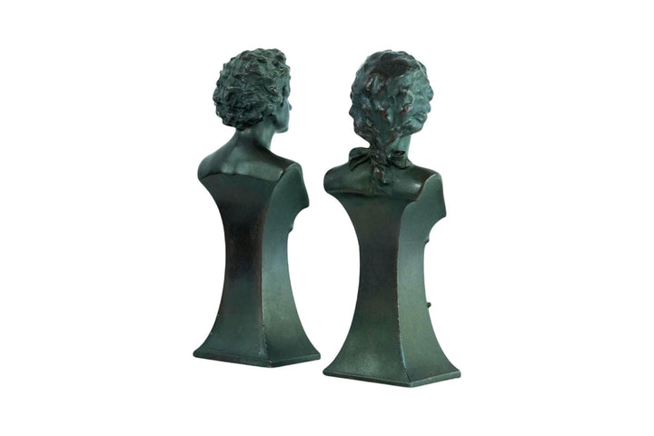 Pair of Antique Sculptures of Mozart and Beethoven French Antiques Classic Music Sculptures Beethoven Bust and Mozart Bust Music Decoration