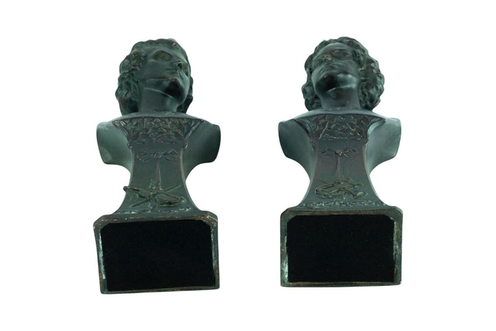 Pair of Antique Sculptures of Mozart and Beethoven French Antiques Classic Music Sculptures Beethoven Bust and Mozart Bust Music Decoration