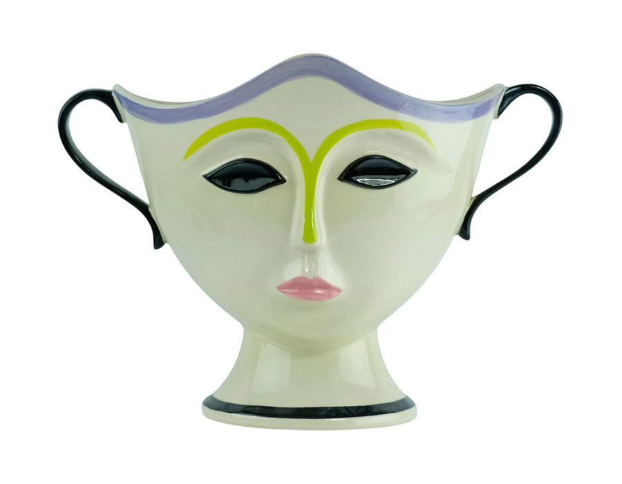 Porcelain Planter with Handels and the Decoration of a Face Decorative Planter Design Bowl Italian Decoration Simone Pottery