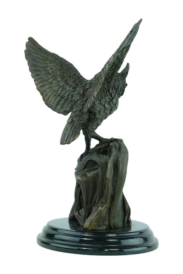 Bronze Sculpture of an Owl with Wings Spread Animal Art Statue Owl Lovers Gift Hunting Decoration Bronze Owl Statue Animal Sculpture Owl Art