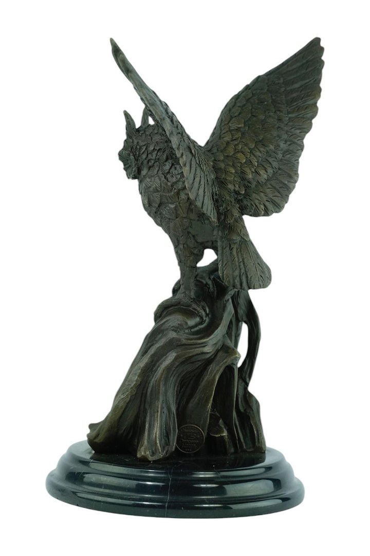 Bronze Sculpture of an Owl with Wings Spread Animal Art Statue Owl Lovers Gift Hunting Decoration Bronze Owl Statue Animal Sculpture Owl Art