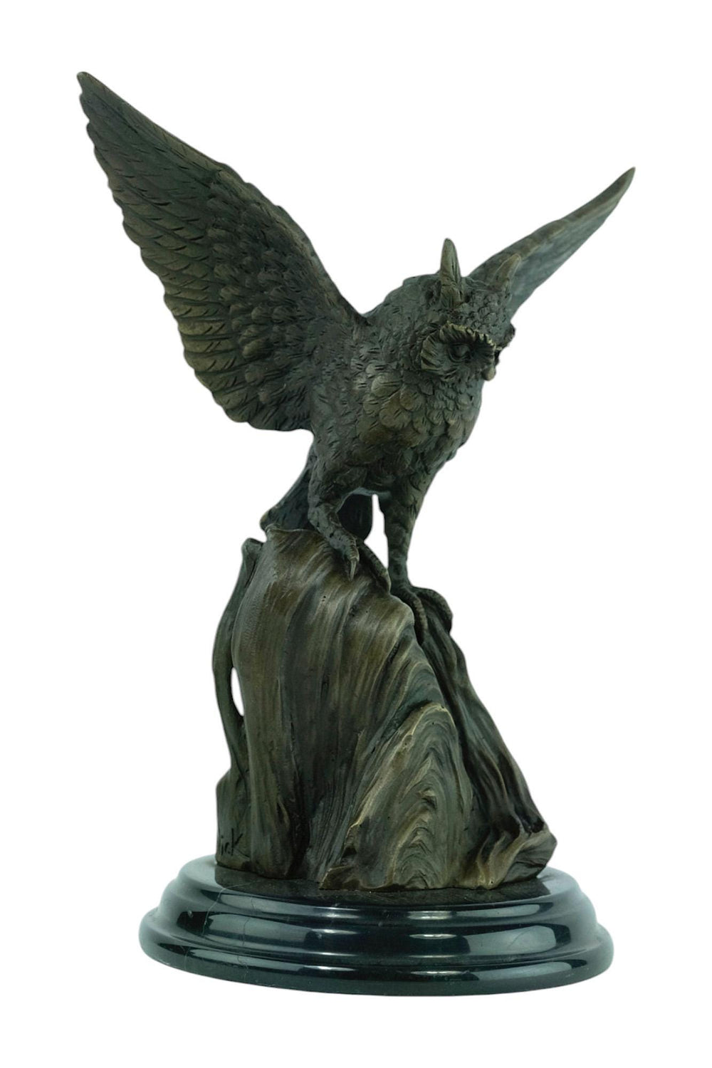Bronze Sculpture of an Owl with Wings Spread Animal Art Statue Owl Lovers Gift Hunting Decoration Bronze Owl Statue Animal Sculpture Owl Art
