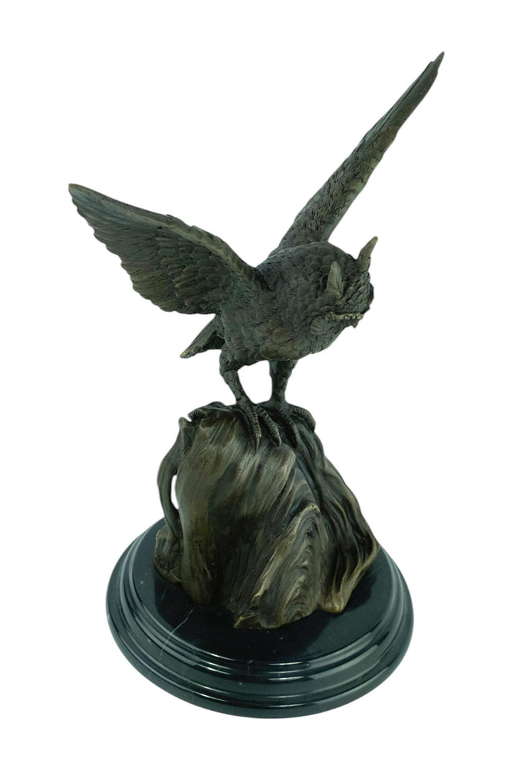 Bronze Sculpture of an Owl with Wings Spread Animal Art Statue Owl Lovers Gift Hunting Decoration Bronze Owl Statue Animal Sculpture Owl Art