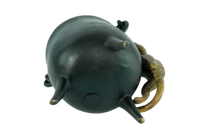 Bronze Sculpture of a Curious Cat Climbing into a Cauldron in Vienna Bronze Style Cat Lovers Gift Bronze Cat Statue Viennese Bronzes Art