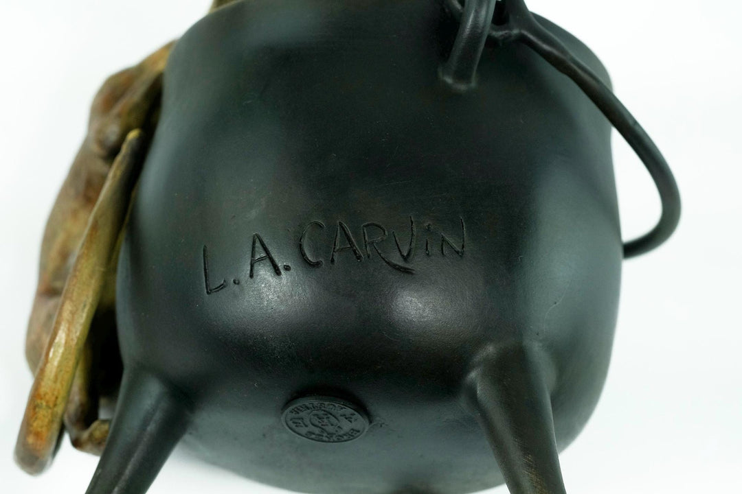 Bronze Sculpture of a Curious Cat Climbing into a Cauldron in Vienna Bronze Style Cat Lovers Gift Bronze Cat Statue Viennese Bronzes Art