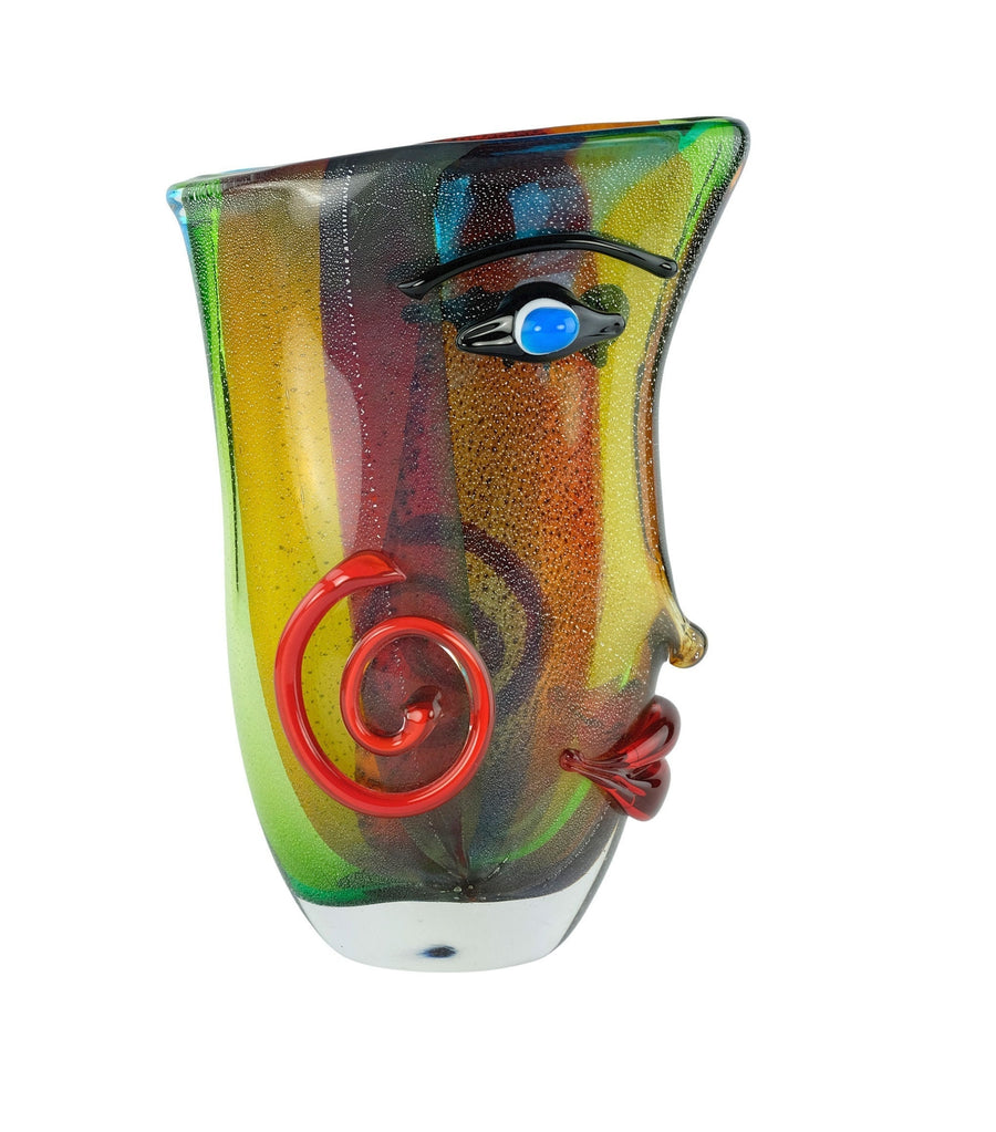 Large Glass Vase of a Female Face in Picasso Style Glass Design Vase Modern Art Collectable Unique Flower Holder Italian Art Murano Style
