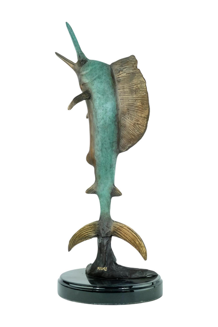 Bronze Sculpture of a Marlin Jumping Out of the Water Animal Art Statue Fishing Lovers Gift Bronze Marlin Statue Fishing Decoration