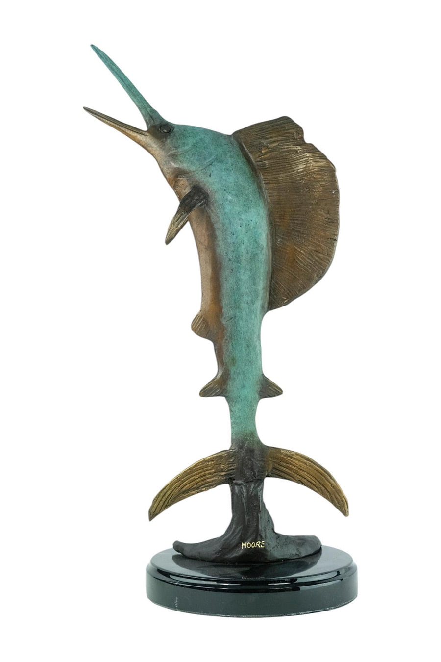 Bronze Sculpture of a Marlin Jumping Out of the Water Animal Art Statue Fishing Lovers Gift Bronze Marlin Statue Fishing Decoration