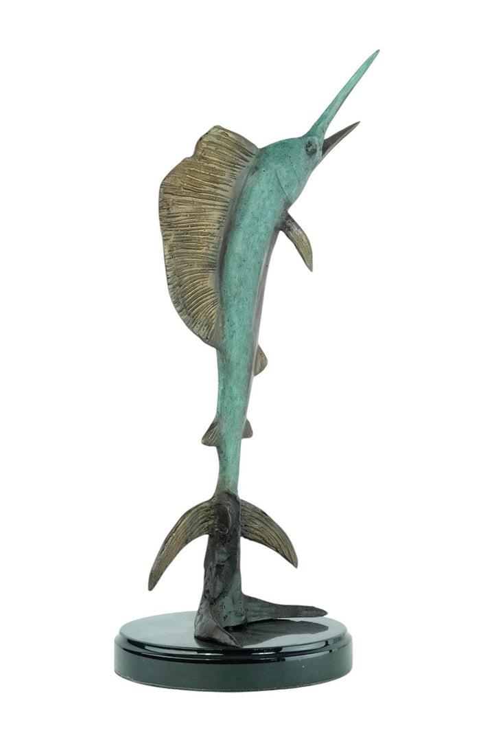 Bronze Sculpture of a Marlin Jumping Out of the Water Animal Art Statue Fishing Lovers Gift Bronze Marlin Statue Fishing Decoration