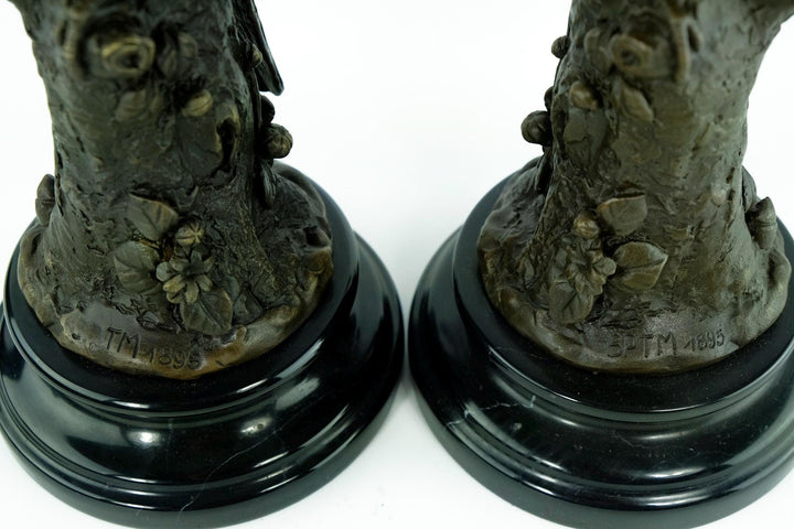 Pair of Bronze Candle Holders Depicting Two Parrots Animal Art Decoration Parrot Lovers Gift Parrot Candleholders Parrot Decoration