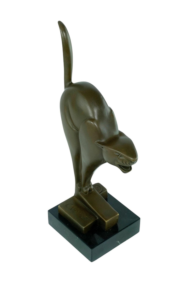 Bronze Sculpture of a Cat in Art Deco Style Inspired by Chris van der Hoef Animal Art Statue Cat Lovers Gift Cat Decoration Art Deco Cat Art