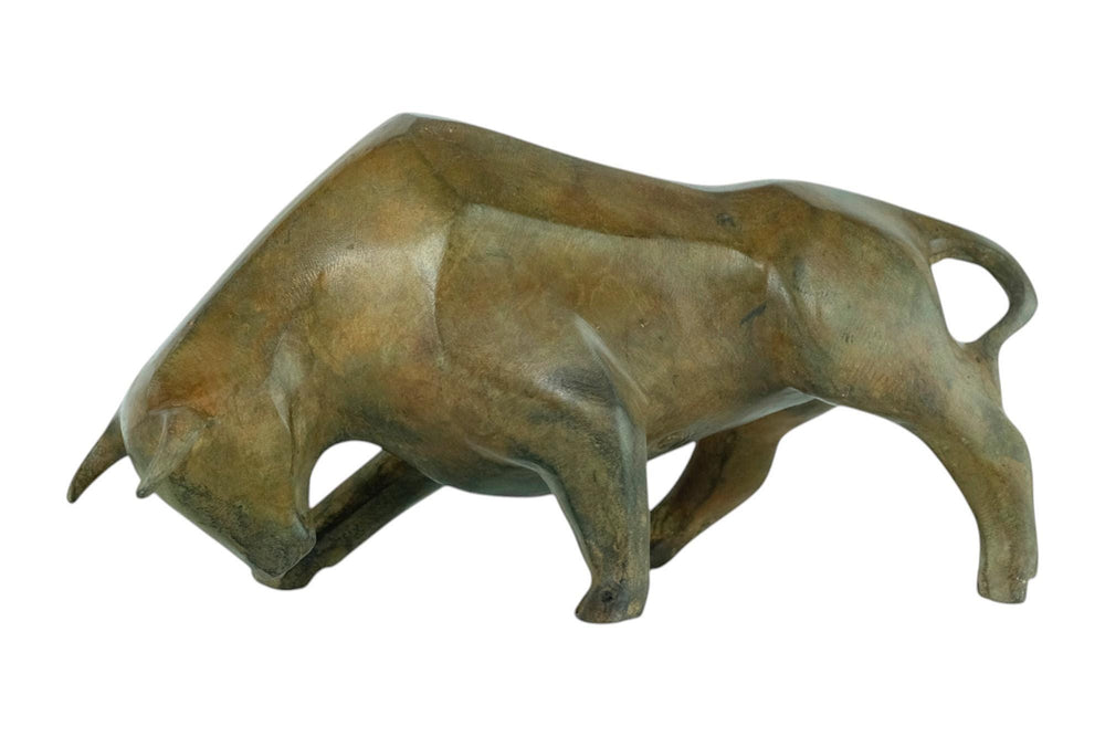 Bronze Bull Sculpture by the Pierre Chenet Foundry Charging Bull Statue Cubist Bull Figurine Cubism Art Sculpture Animal Art Sculpture