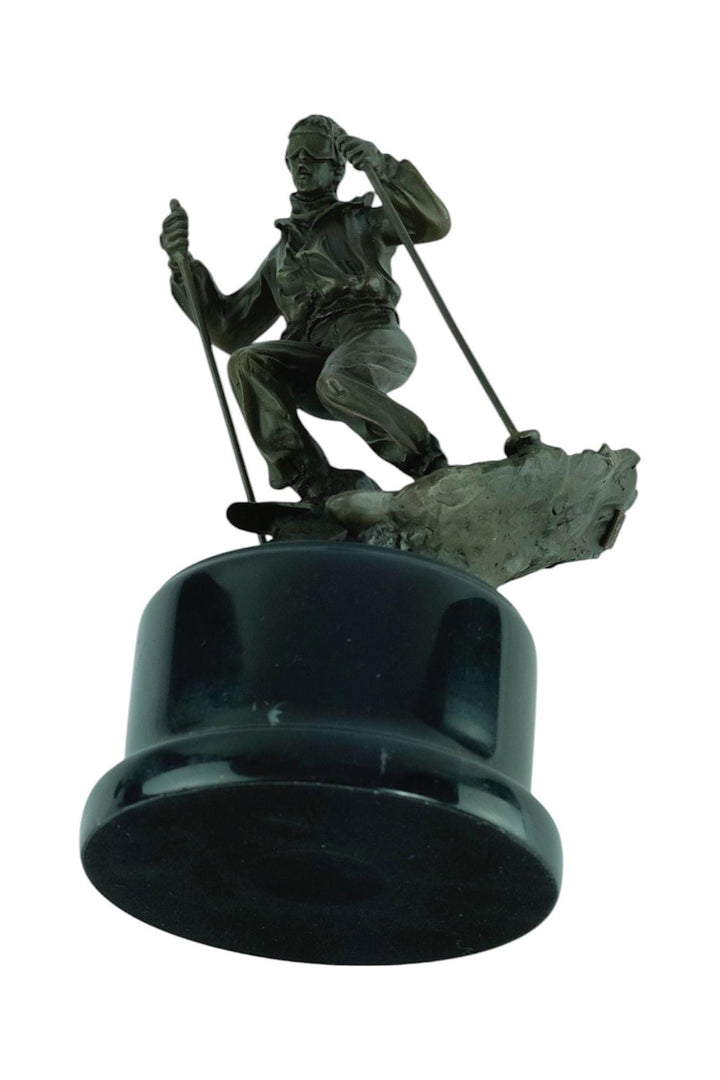 Bronze Sculpture of a Skiing Male Skiing Trophy Alpine Skier Contemporary Art Statue Skiing Decoration Skier Gift Ski Art Modern Sculpture