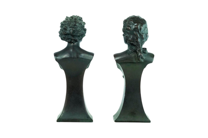 Pair of Antique Sculptures of Mozart and Beethoven French Antiques Classic Music Sculptures Beethoven Bust and Mozart Bust Music Decoration