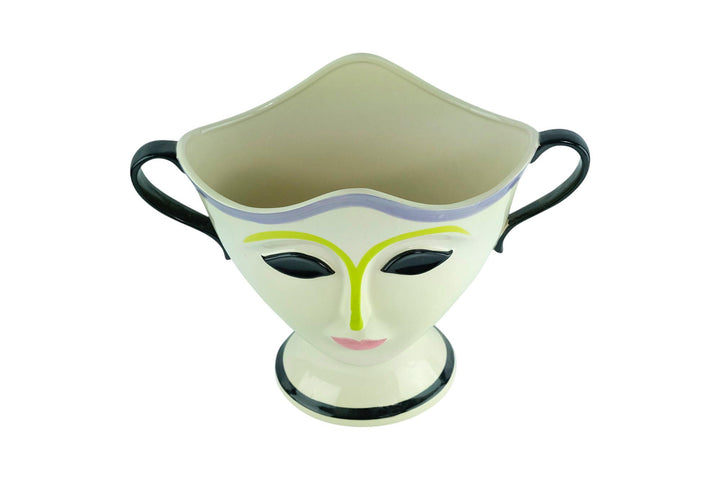 Porcelain Planter with Handels and the Decoration of a Face Decorative Planter Design Bowl Italian Decoration Simone Pottery