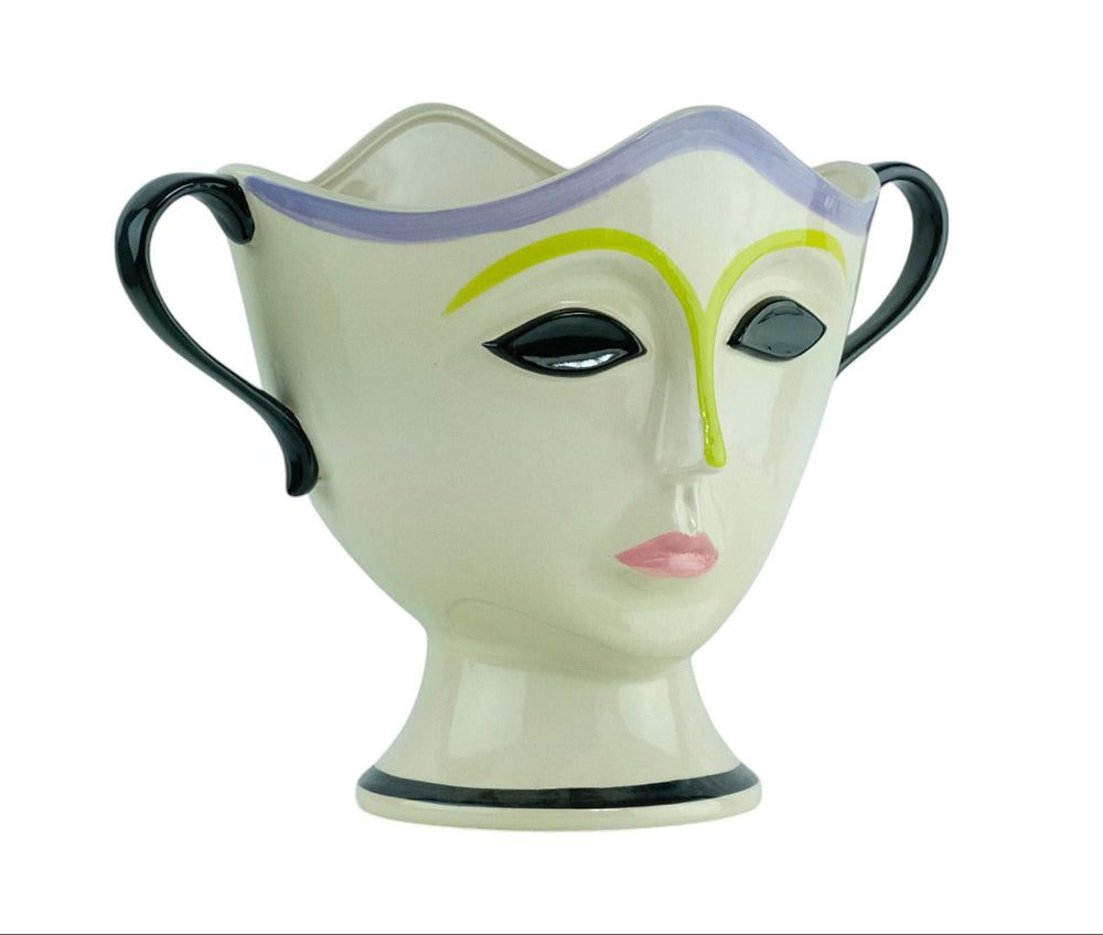 Porcelain Planter with Handels and the Decoration of a Face Decorative Planter Design Bowl Italian Decoration Simone Pottery