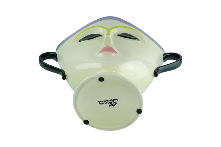 Porcelain Planter with Handels and the Decoration of a Face Decorative Planter Design Bowl Italian Decoration Simone Pottery