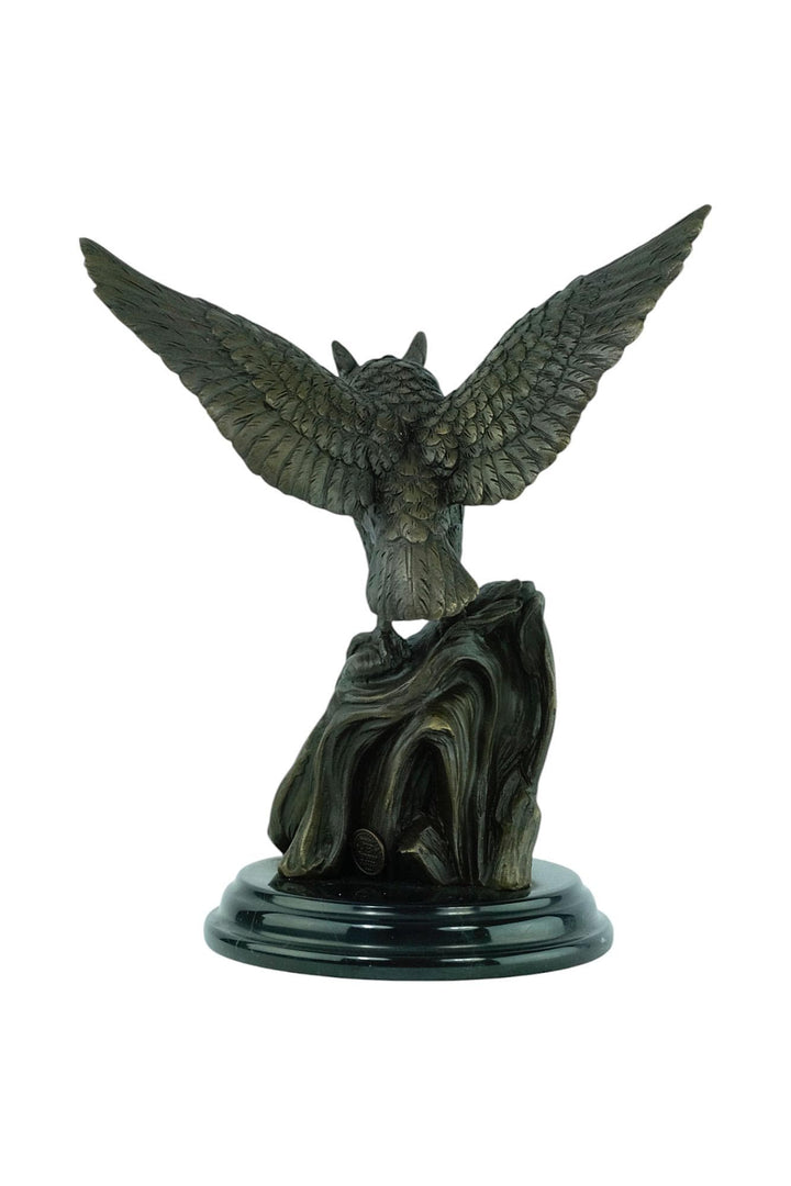 Bronze Sculpture of an Owl with Wings Spread Animal Art Statue Owl Lovers Gift Hunting Decoration Bronze Owl Statue Animal Sculpture Owl Art