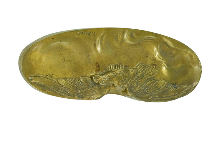 Antique Bronze Vide Poche with Eagle by E. Herzig Antique Bronze Tray Eagle Lovers Gift French Antiques Hunting Decoration Antique Tray