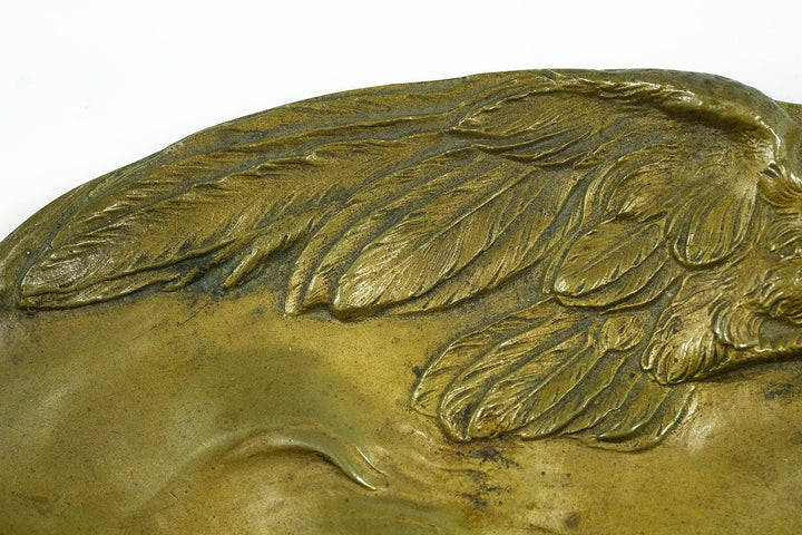 Antique Bronze Vide Poche with Eagle by E. Herzig Antique Bronze Tray Eagle Lovers Gift French Antiques Hunting Decoration Antique Tray