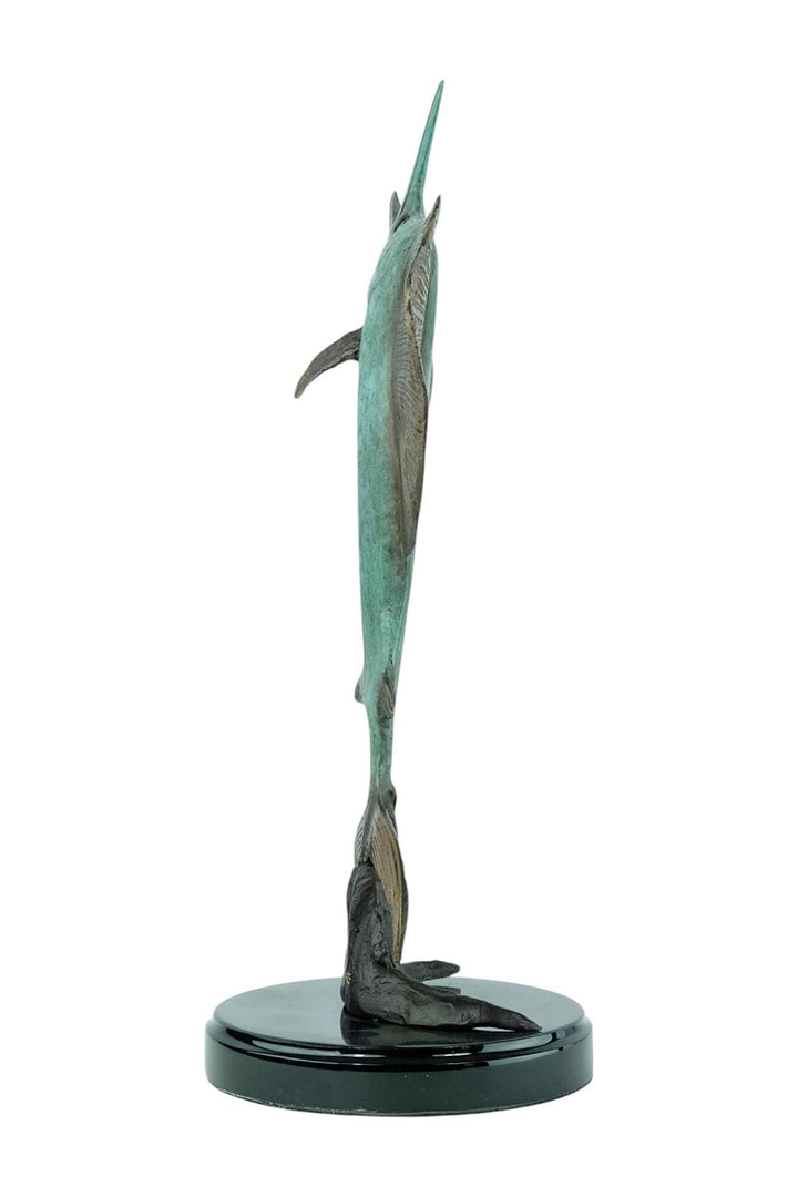 Bronze Sculpture of a Marlin Jumping Out of the Water Animal Art Statue Fishing Lovers Gift Bronze Marlin Statue Fishing Decoration