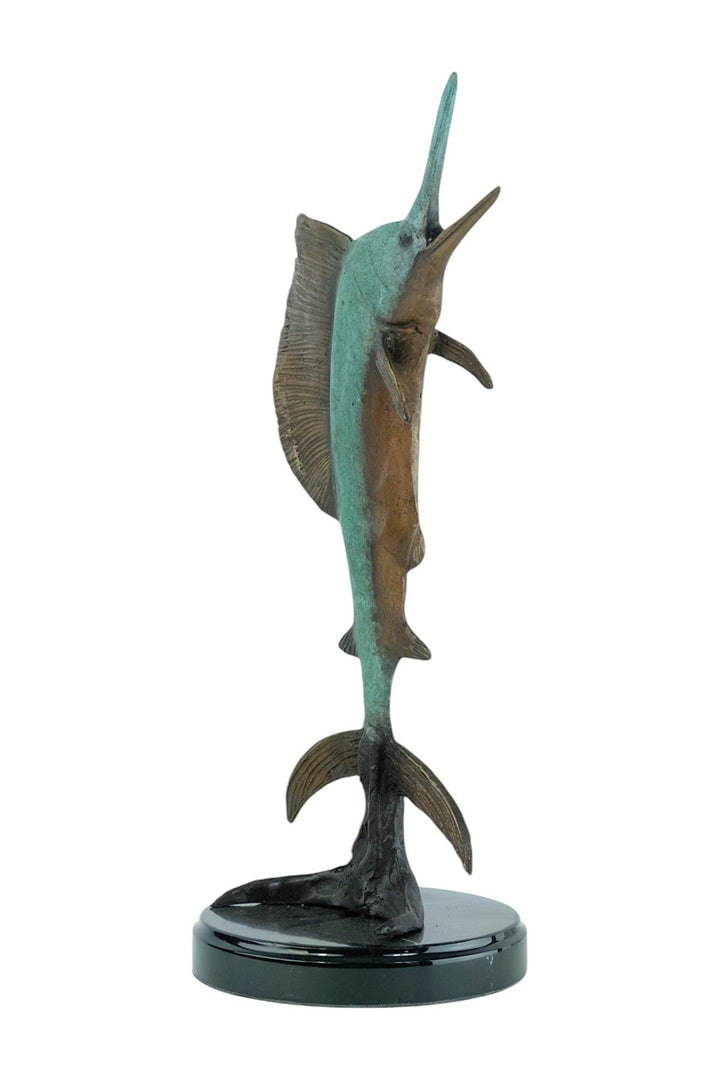 Bronze Sculpture of a Marlin Jumping Out of the Water Animal Art Statue Fishing Lovers Gift Bronze Marlin Statue Fishing Decoration