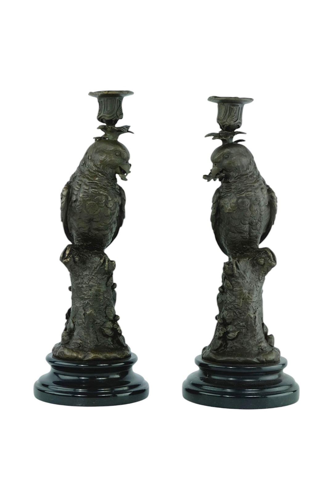 Pair of Bronze Candle Holders Depicting Two Parrots Animal Art Decoration Parrot Lovers Gift Parrot Candleholders Parrot Decoration