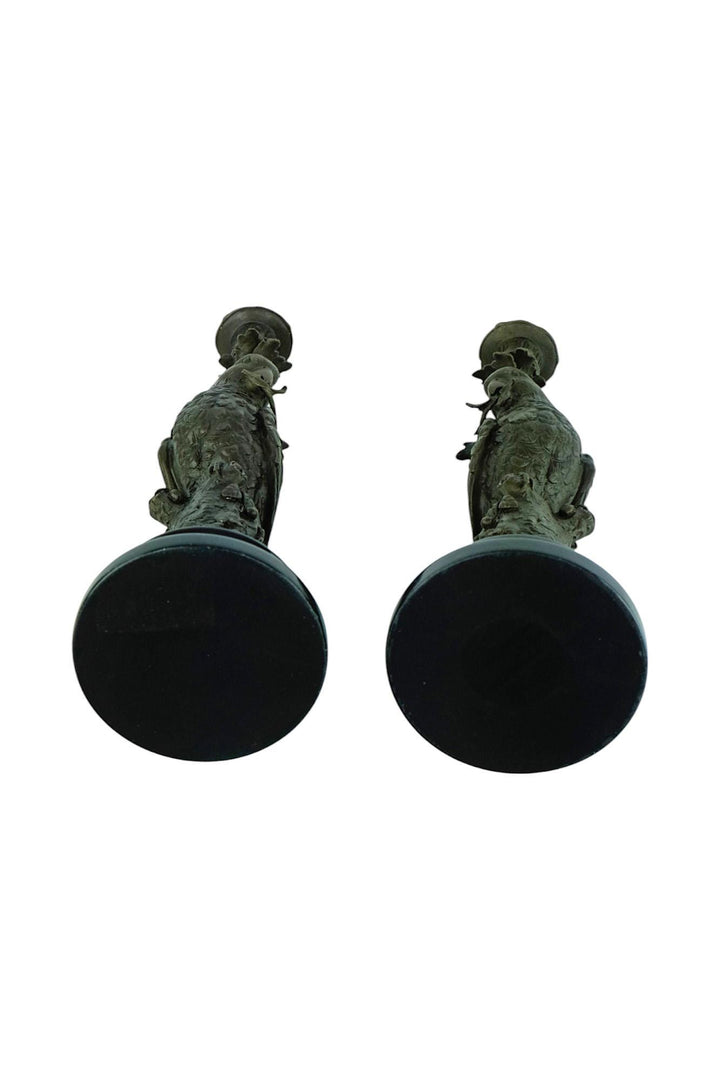 Pair of Bronze Candle Holders Depicting Two Parrots Animal Art Decoration Parrot Lovers Gift Parrot Candleholders Parrot Decoration