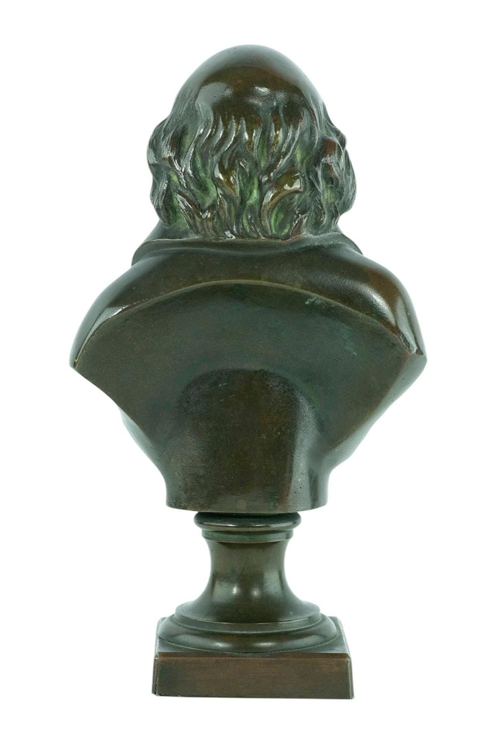 Antique Bronze Bust of Pierre-Jean de Béranger French Antique Bronze Sculpture Poet Bust Antique Decoration Bronze Sculpture of Beranger