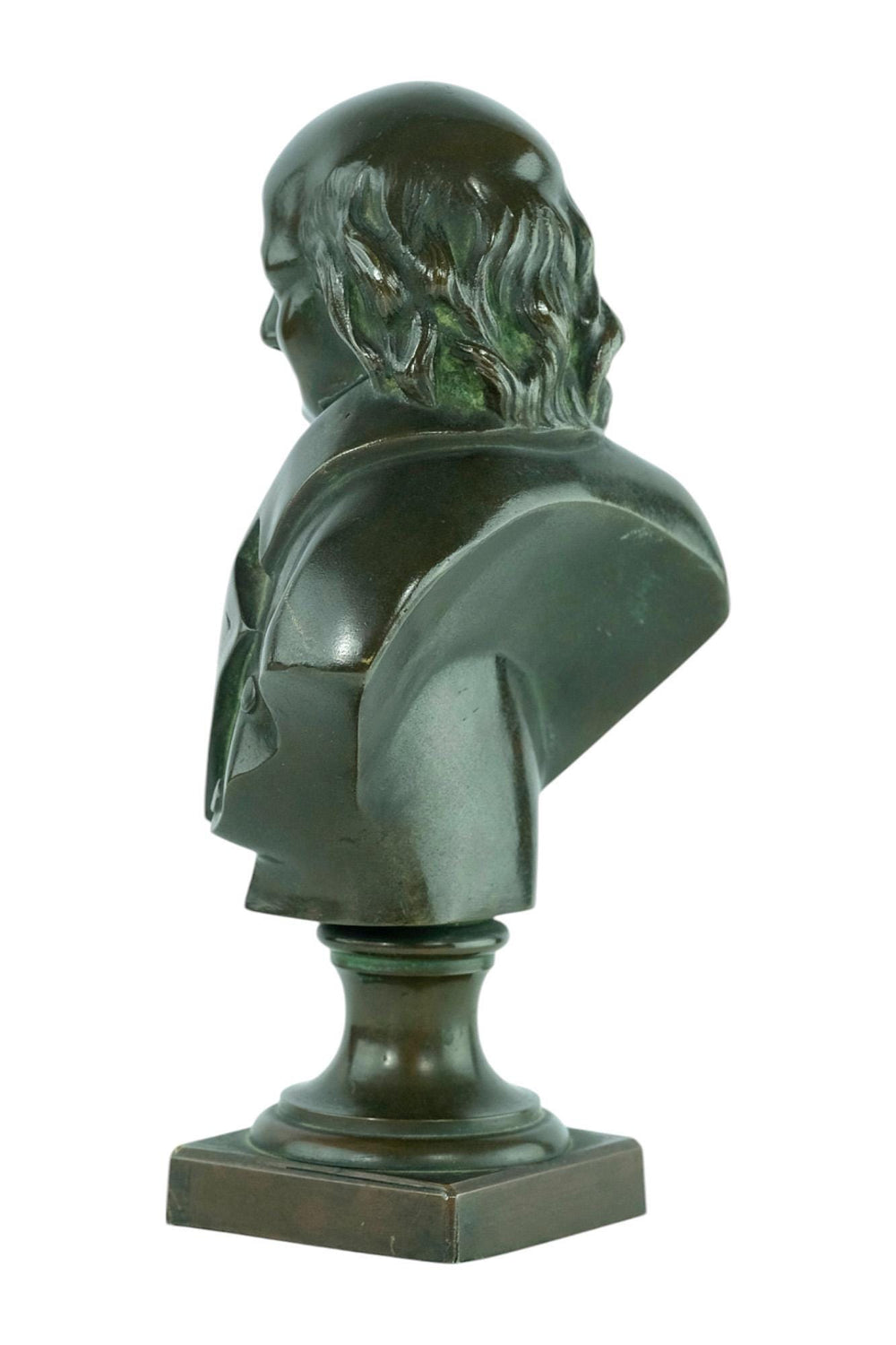 Antique Bronze Bust of Pierre-Jean de Béranger French Antique Bronze Sculpture Poet Bust Antique Decoration Bronze Sculpture of Beranger