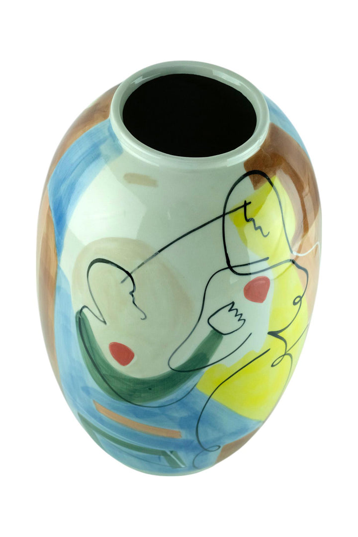 Large Porcelain Vase with Couple Decoration Abstract Vase Colourful Vase Wedding Gift Italian Design Vase Couple Gift Romantic Art Love Art