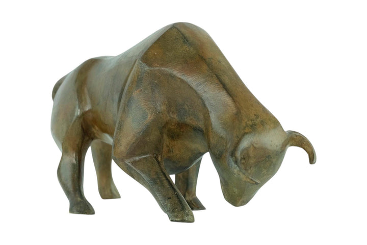 Bronze Bull Sculpture by the Pierre Chenet Foundry Charging Bull Statue Cubist Bull Figurine Cubism Art Sculpture Animal Art Sculpture