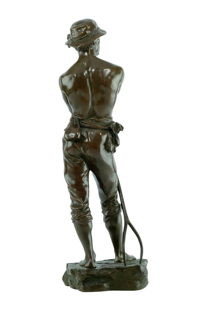 Antique Bronze Sculpture of a Haymaker by Charles Octave Levy French Antique Statue 19th Century Sculpture Farming Statue in Bronze Antique