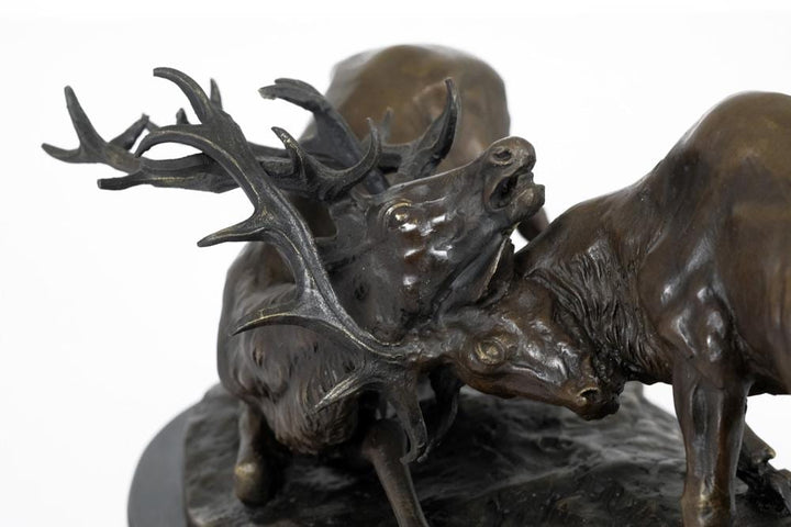 Bronze Sculpture of two Fighting Deer Animal Art Statue Bronze Deer Statue Hunting Decoration Hunting Sculpture Bronze Wildlife Sculpture