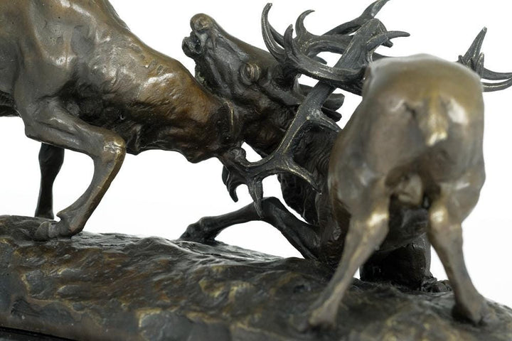 Bronze Sculpture of two Fighting Deer Animal Art Statue Bronze Deer Statue Hunting Decoration Hunting Sculpture Bronze Wildlife Sculpture