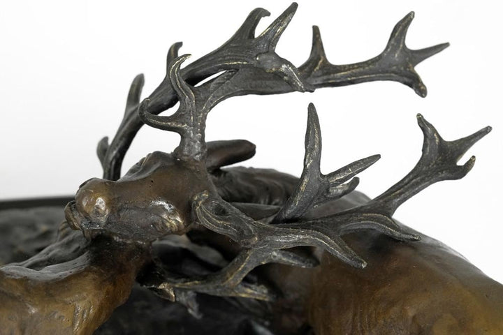 Bronze Sculpture of two Fighting Deer Animal Art Statue Bronze Deer Statue Hunting Decoration Hunting Sculpture Bronze Wildlife Sculpture