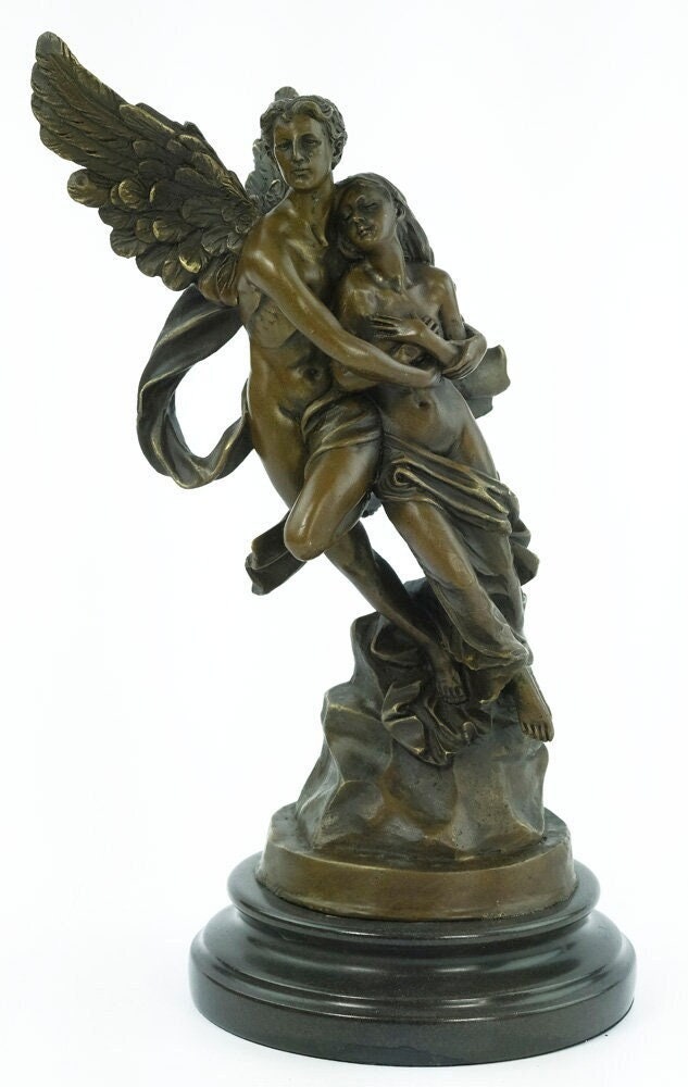 Bronze Cupid and Psyche Statue Bronze Mythology Statue Loving Couple Figurine Bronze Art Statue Amor and Psyche Love Art Gift Love Sculpture