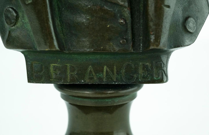 Antique Bronze Bust of Pierre-Jean de Béranger French Antique Bronze Sculpture Poet Bust Antique Decoration Bronze Sculpture of Beranger