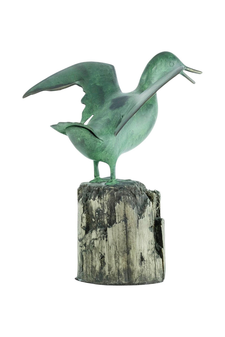 Bronze Sculpture of a Seagull Standing on a Bollard Animal Art Statue Bronze Seagull Sculpture Nautical Decor Seagull Lovers Gift