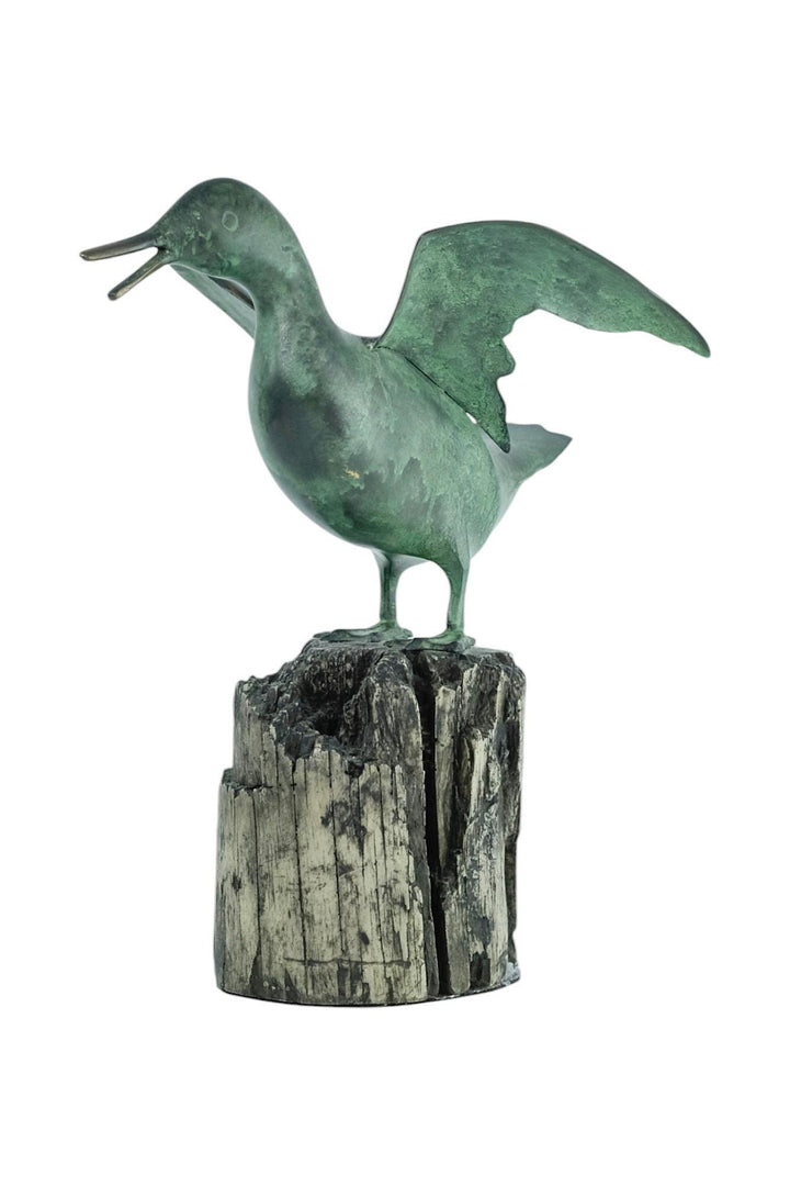 Bronze Sculpture of a Seagull Standing on a Bollard Animal Art Statue Bronze Seagull Sculpture Nautical Decor Seagull Lovers Gift