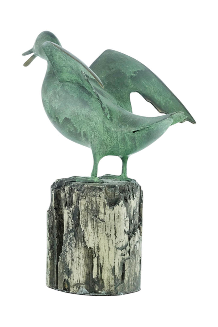Bronze Sculpture of a Seagull Standing on a Bollard Animal Art Statue Bronze Seagull Sculpture Nautical Decor Seagull Lovers Gift