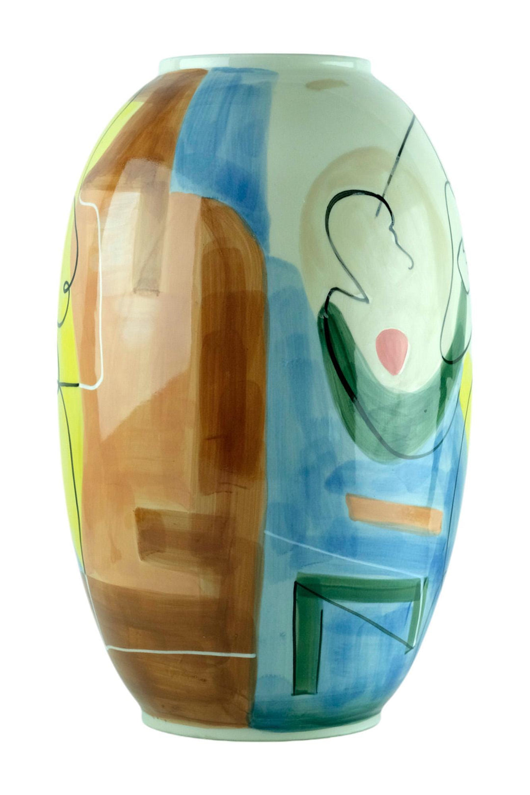 Large Porcelain Vase with Couple Decoration Abstract Vase Colourful Vase Wedding Gift Italian Design Vase Couple Gift Romantic Art Love Art