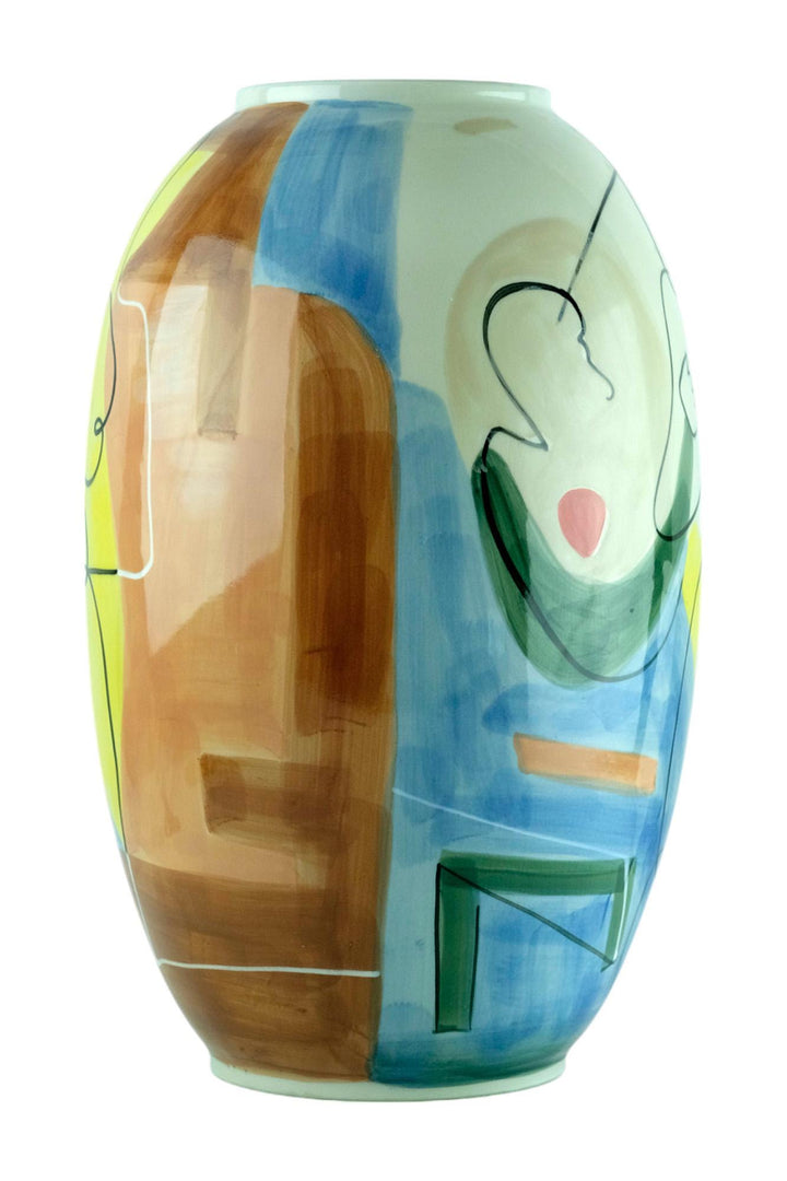 Large Porcelain Vase with Couple Decoration Abstract Vase Colourful Vase Wedding Gift Italian Design Vase Couple Gift Romantic Art Love Art
